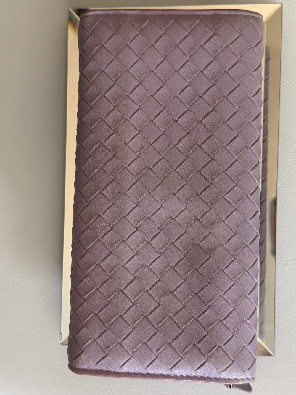 Bottega Veneta Woven Leather Clutch Wallet in Mauve Pink - Picture 3 of 6